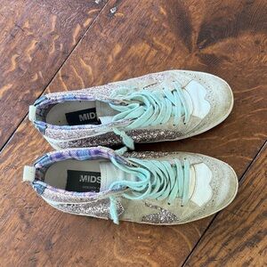 Golden Goose Sparkle Sneakers with Mint Laces mid star 36